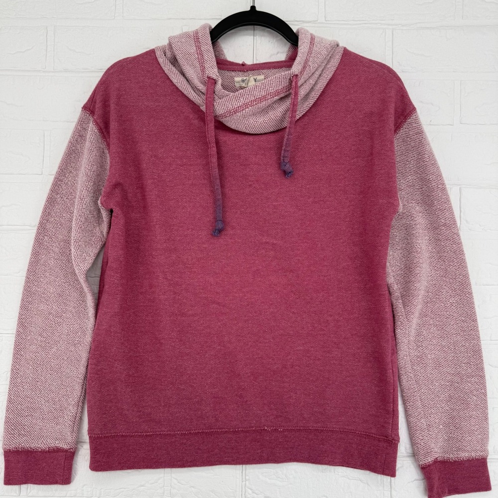Roxy Pink Colorblock Cowl Neck Hoodie Sweatshirt S Surf Coastal Beachy